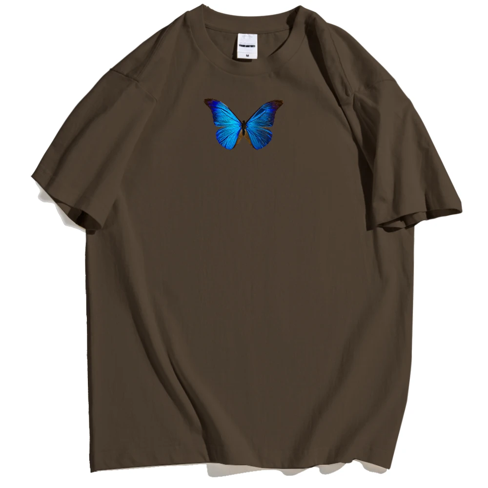 

Рубашка мужская с принтом синяя бабочки, удобная модная одежда в стиле Харадзюку, свободная футболка с принтом
