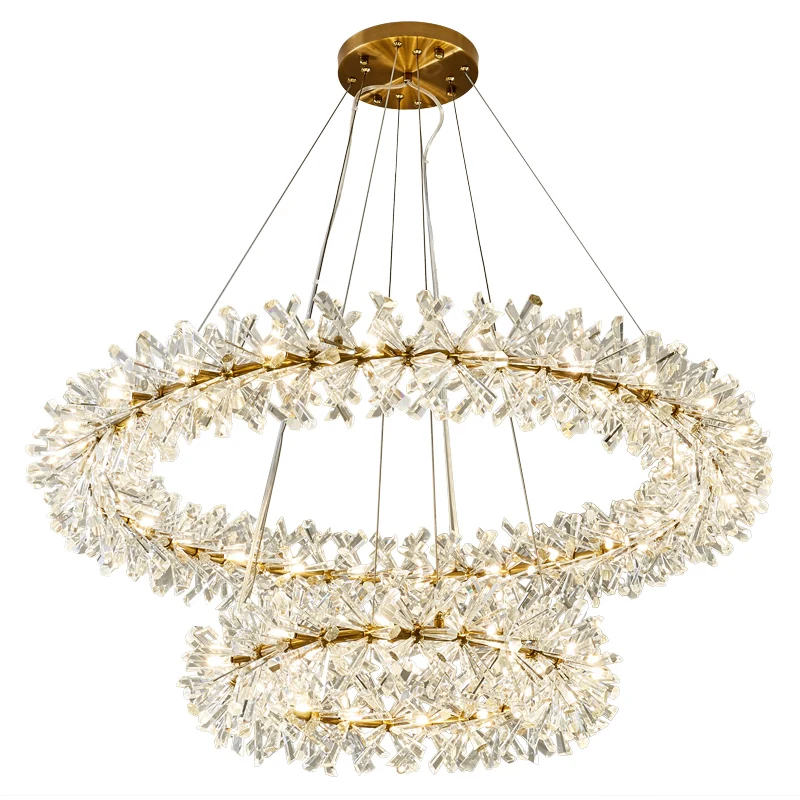 

Flower Crystal Chandelier for Living Room Luxury Ring Chandelier Home Decoration 60 80 100cm Rings Hanging Lamp