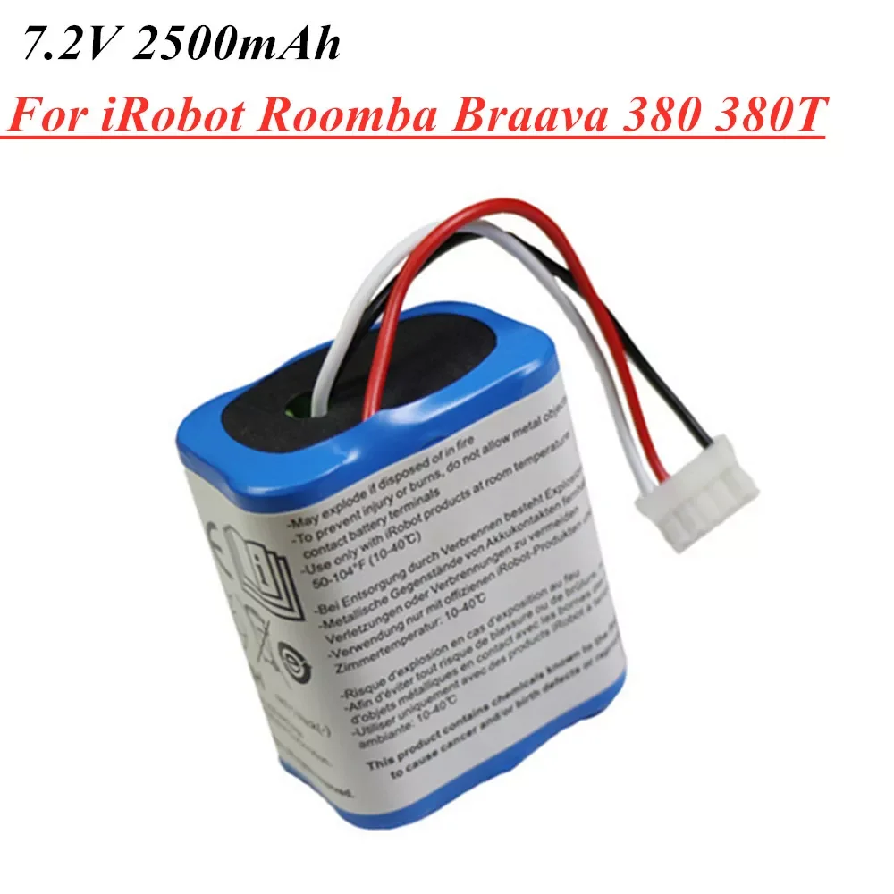 

NEW2023 1PCS 7.2V 2500mAh Ni-MH Rechargeable Battery for iRobot Roomba Braava 380 380T Mint 5200c AA NiMH 2500mAh 2.5Ah Battery