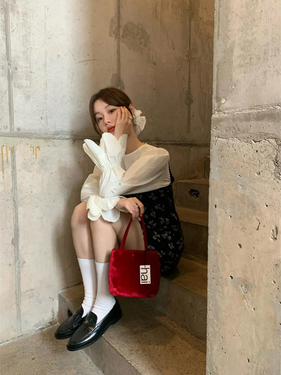 Newopen 2023 осенний новый французский хлопковый пуловер с круглым вырезом и