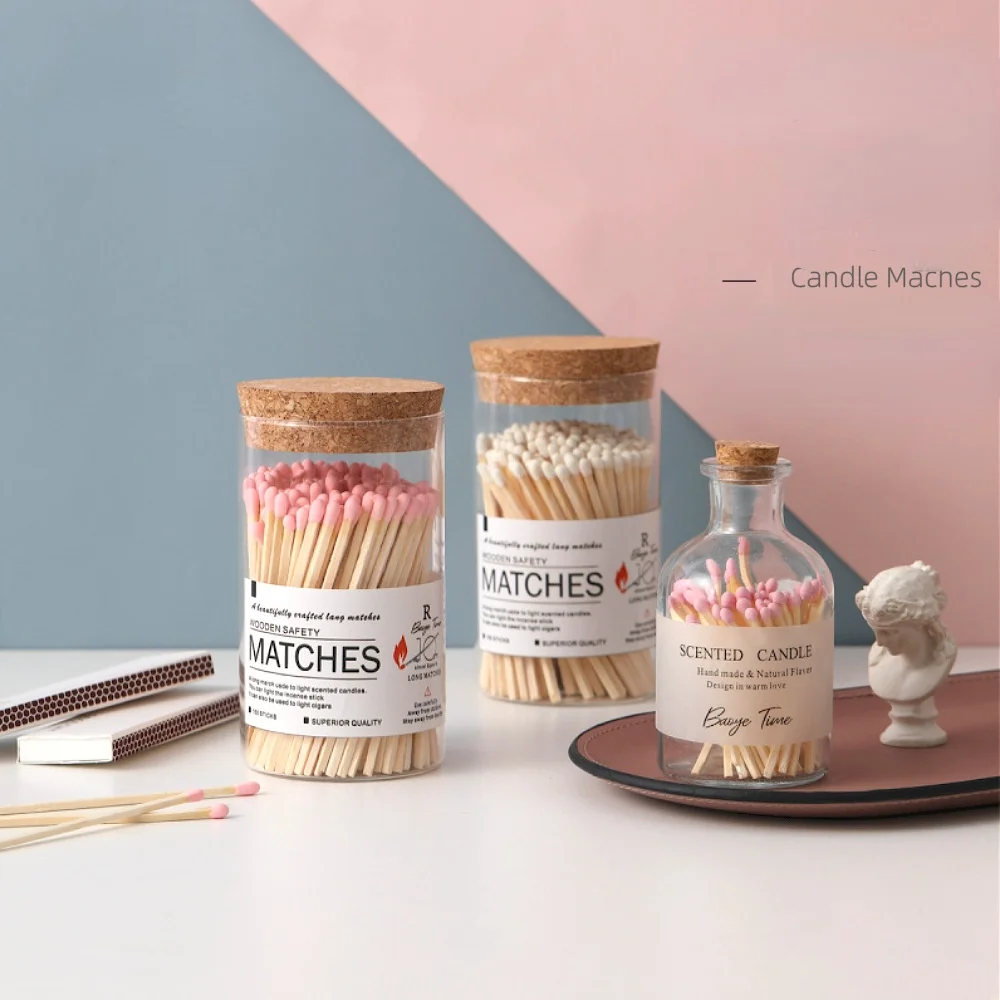 

Romantic Ins Aromatherapy Candle Long Match Household Glass Bottle Aromatherapy Retro Match Tool Set Diy Candle Jar