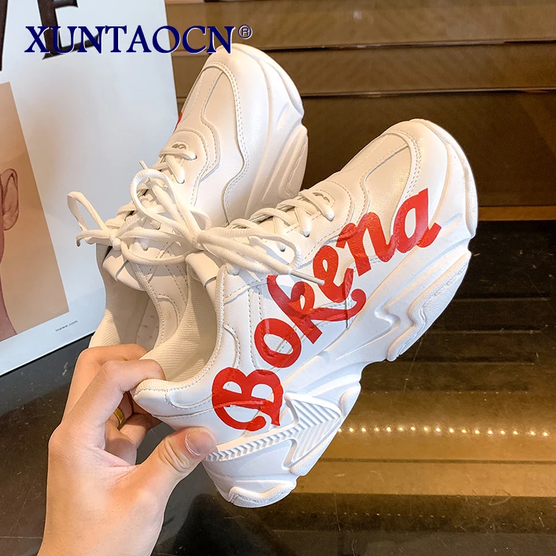 

Ladies Spring Autumn Platform Sneakers Women Shoes Thick Bottom Chunky Sneakers Breathable Lace Up Casual Shoes Woman