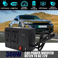 universal car power inverter 12v 220v 4usb vehicle inverter with led display 300w modified sine car converter for home use