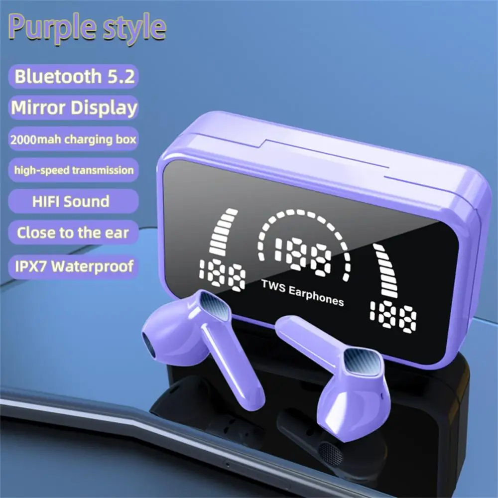

Mirror Screen Led Display Bluetooth Headset Stereo Tws Earbuds Surround Sound Sport Wireless Headphones Earphones Mini
