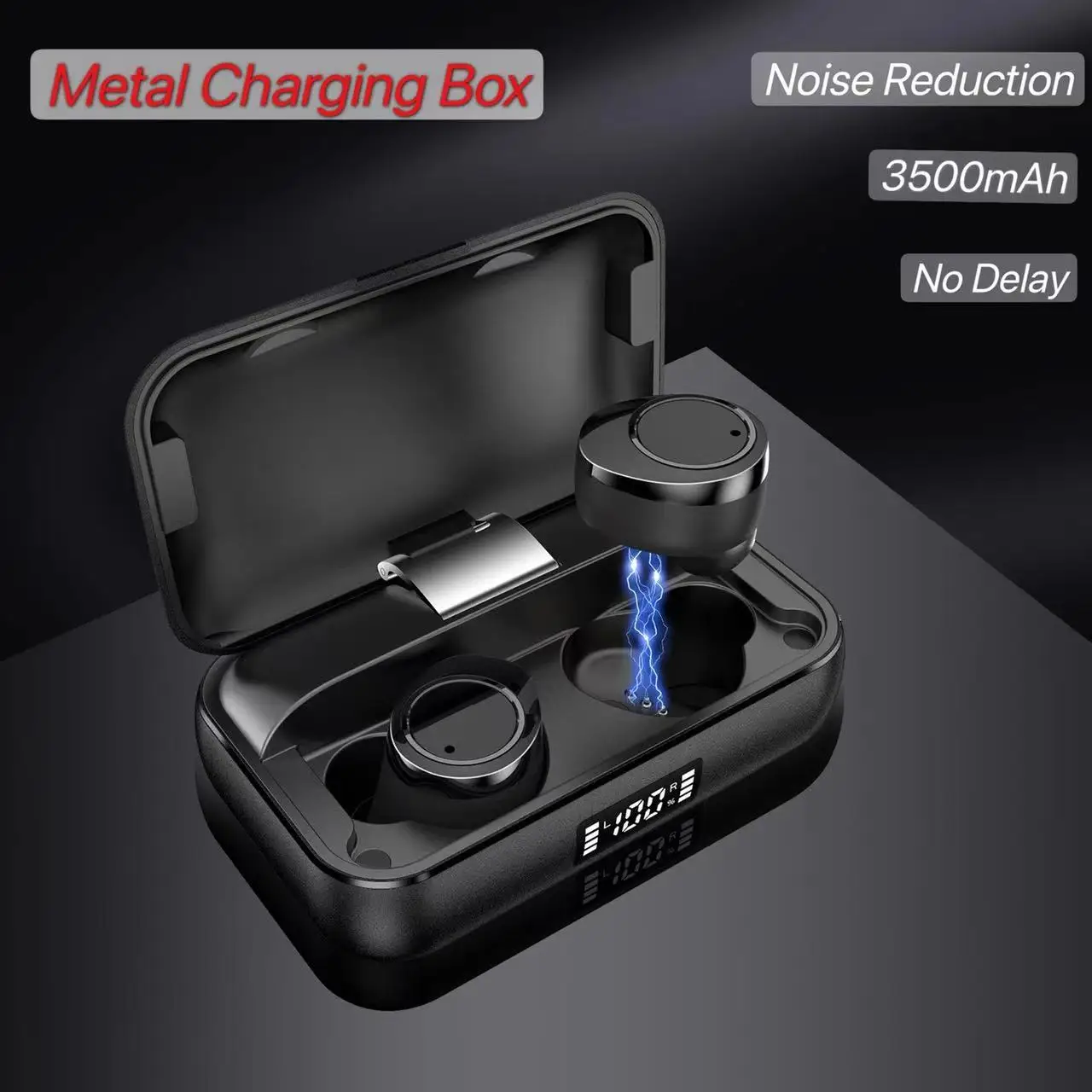 

TWS Bluetooth Headset 3500mAh Metal Charging Box Wireless Earphones HIFI Stereo IPX7 Sports Waterproof Noise-Cancelling Earbuds
