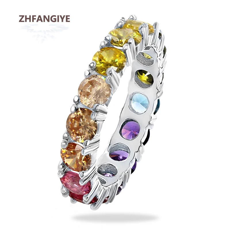 

Женское кольцо из серебра 925 пробы, с разноцветным Цирконом