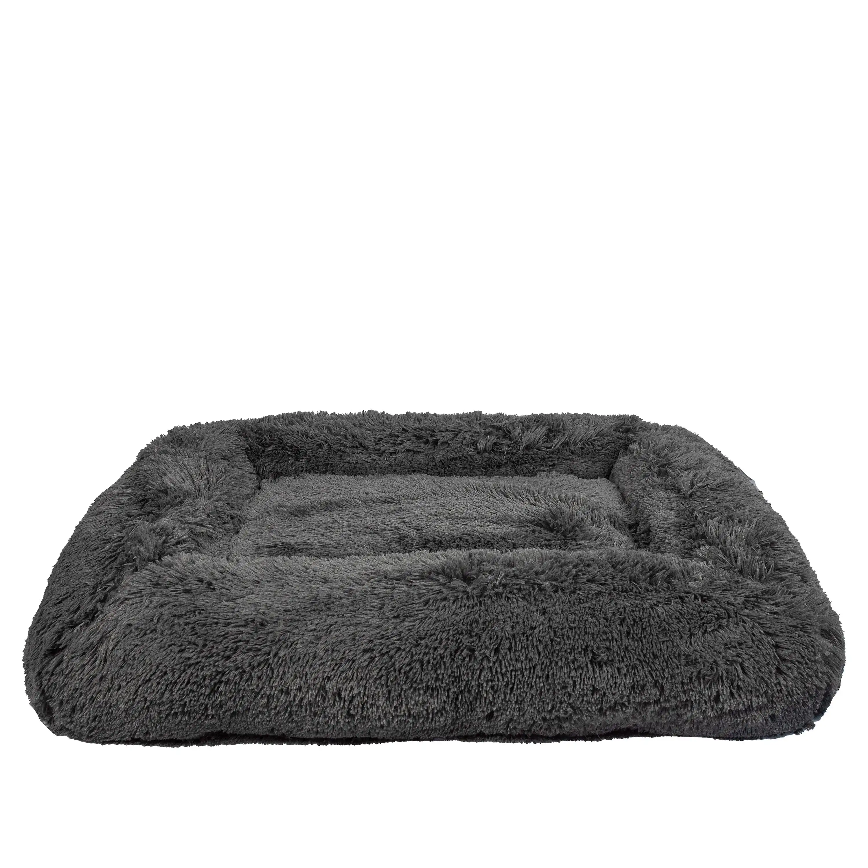 

Furry Bolster Large Dog Bed, Gray, 36" x 27"