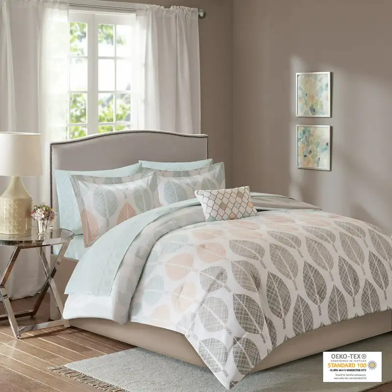 

Prospect Park Bed in a Bag Bedding Comforter Set with Cotton Bed Sheets, Orange,