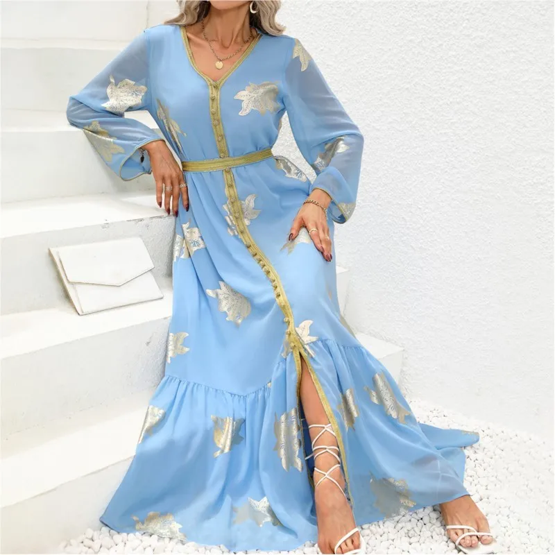 Vestidos De Fiesta Elegantes Para Mujer The Middle East Dubai Bronzing Long Temperament Commuter Dress Arab Muslim Robes 2023