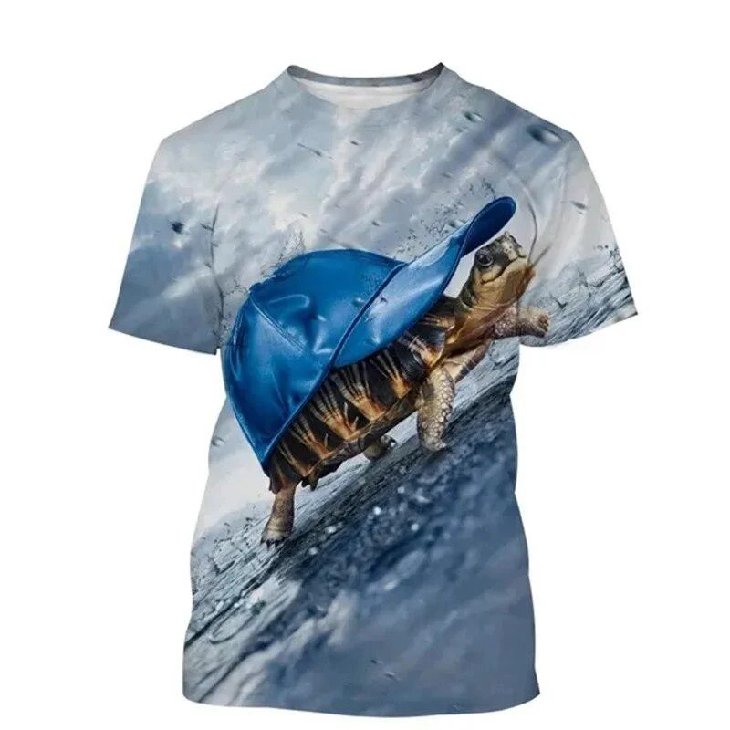 Underwater World Animal T-shirt Men's Clothing 3D Print Funny Sea Tortoise T Shirts Casual Harajuku Outdoor Trend Round Neck Tee