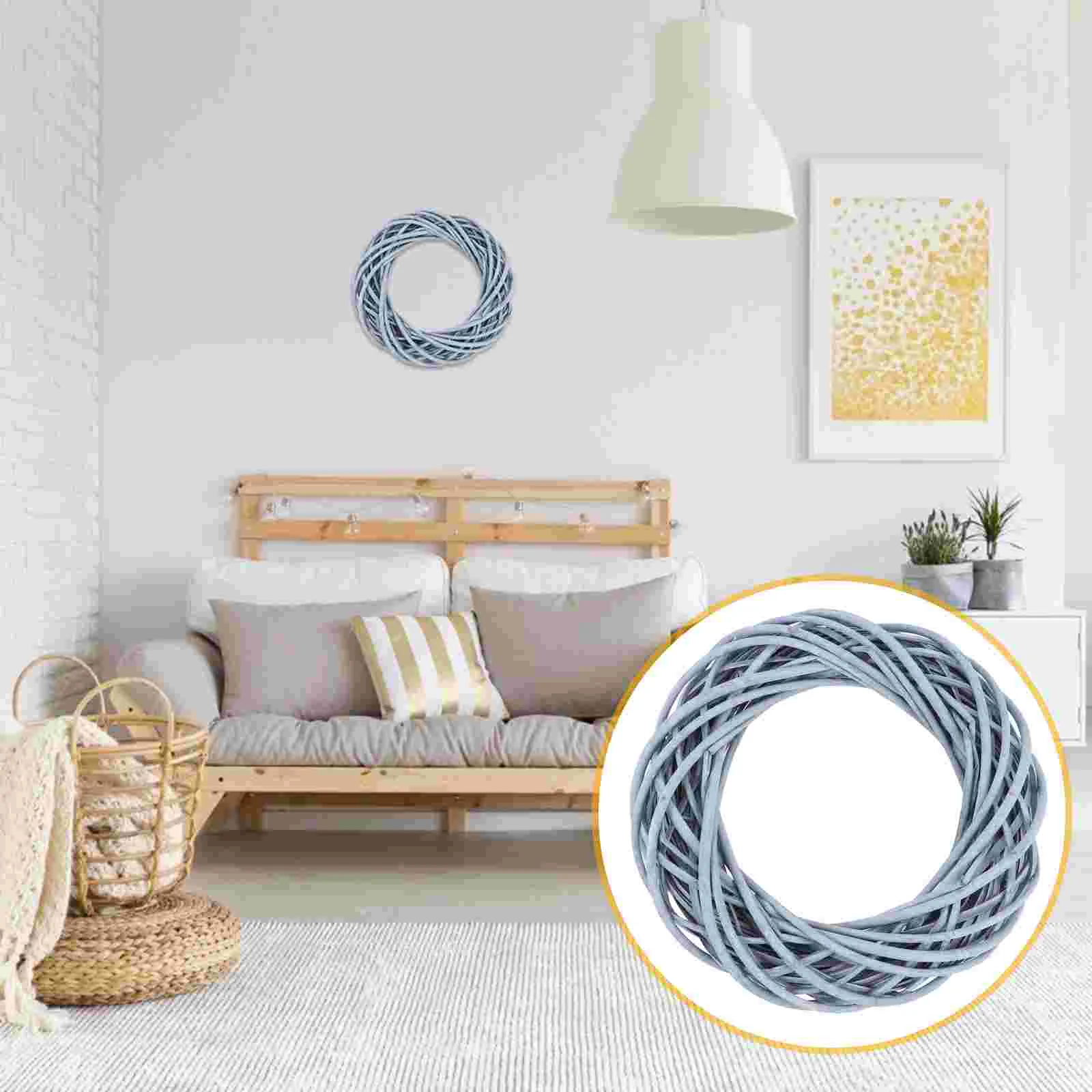 

Wicker Garland Rattan Decoration Festival Simple DIY Woven Door Hanging Wreath Willow Ring