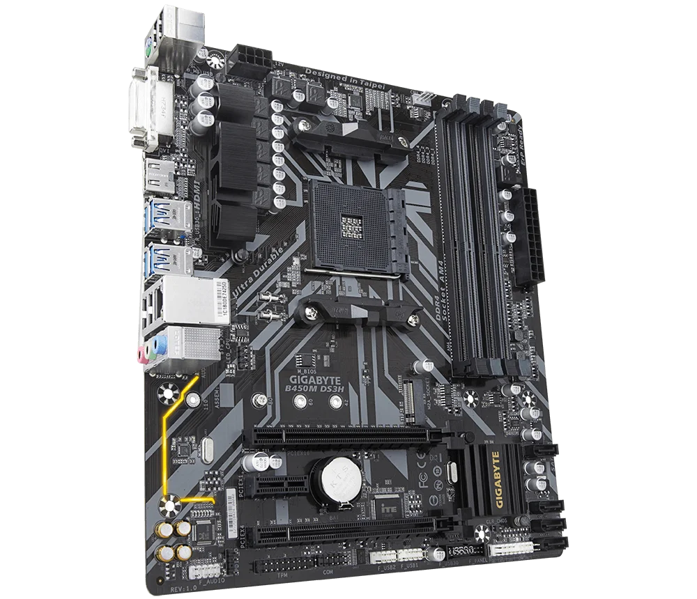 Gigabyte GA-B450M DS3H для AMD AM4 Ryzen 3/5/7/9 1th.2th.3th.Athlon USB3.1 HDMI M.2 B450 Micro-ATX материнская плата