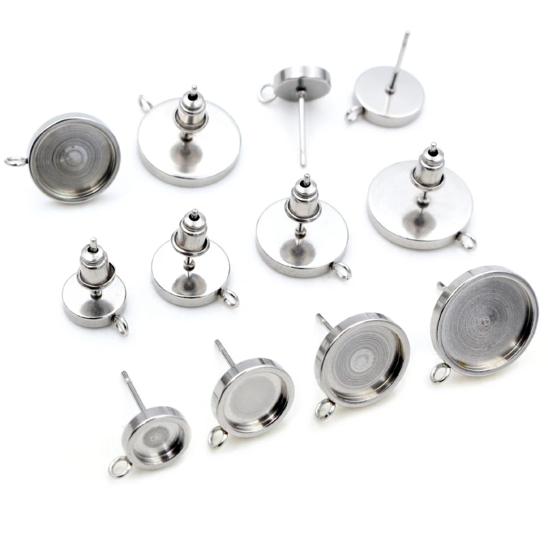 

10 шт., 6, 8, 10, 12 мм, утолщенные серьги из нержавеющей стали, пустое основание, подходит для 6, 8, 10, 12 мм, Стеклянные Кабошоны, ювелирные аксессуары