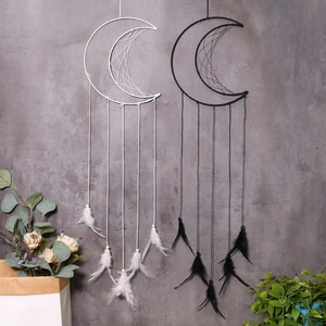 2022 New Year Decoration New Nordic Style Simple Pendant Home Decoration Moon Feather Wind Chime Pendant Dream Catcher Pendant