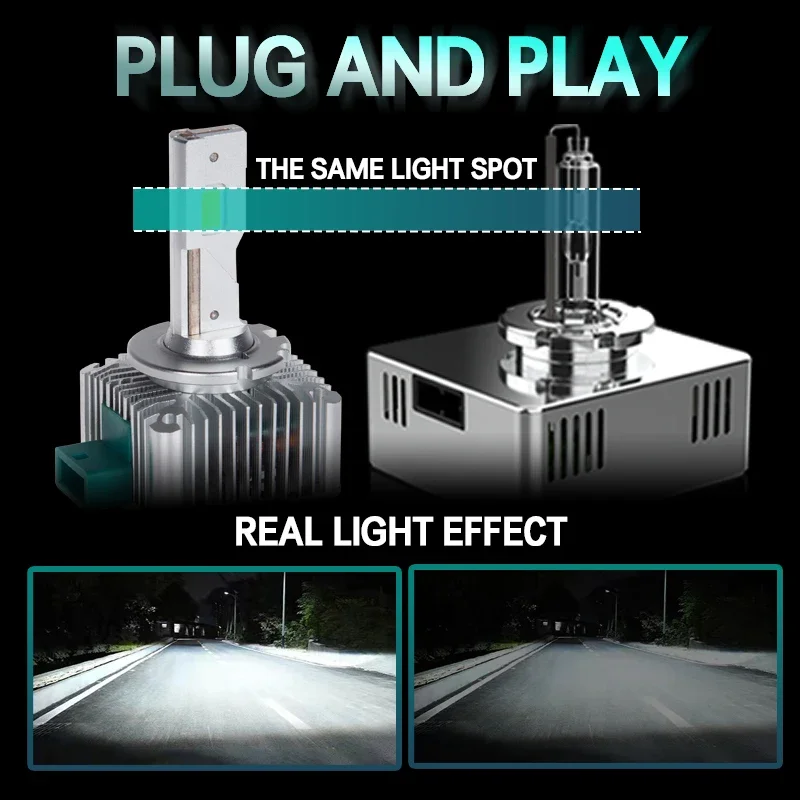 Фото D1S D3S светодиодный фары HID D2S D4S D5S D8S D1R D2R автомобильные лампы Turbo светодиодный с Canbus 6000 лм CSP чип 180 K белый Вт Plug & Play №5
