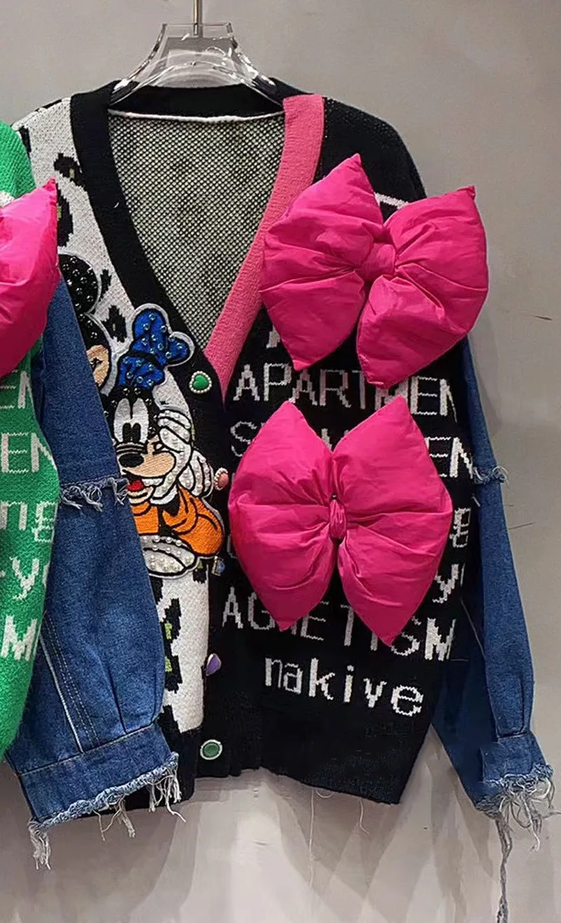 Уникальный дизайн джинсовый вязаный кардиган женский осенне-зимний свободный