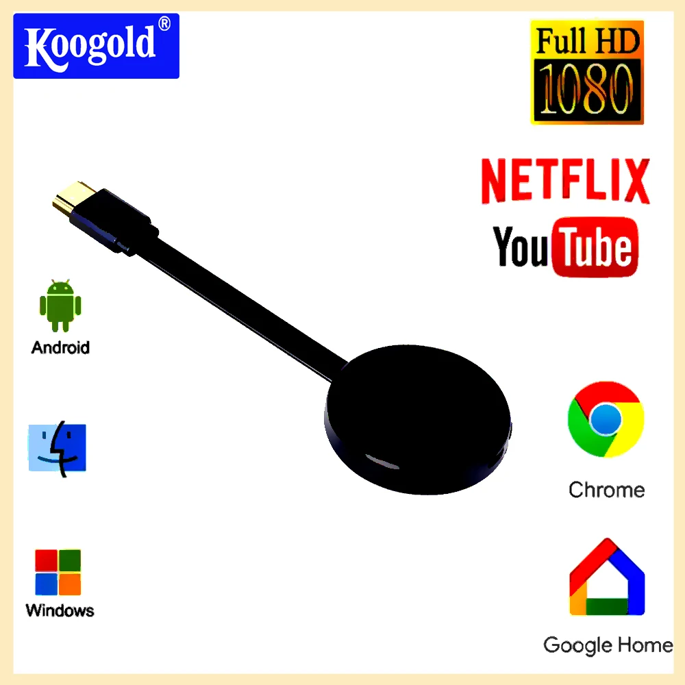 

KOOGOLD G6 2.4G TV Stick Tiktok Wifi Display Receiver Anycast Vedio Adapter Dongle HDMI For Android iPhone IOS Samsung Xiaomi