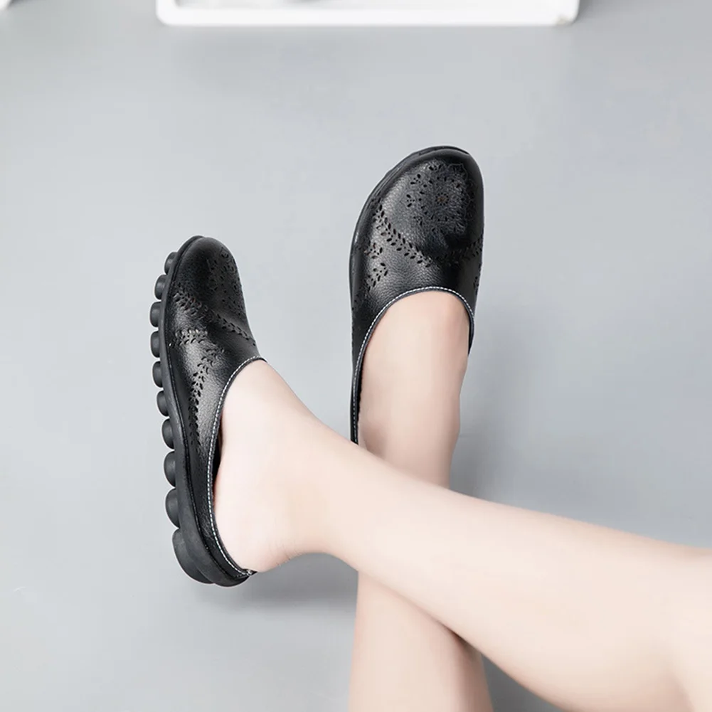 

Women Genuine-Leather On Flat Shoes Comfortable Breathable Female Slippers For Women Female