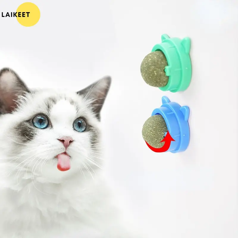 

1 Pcs Catnip Ball Toys Cat Wall Stick-on Natural Healthy Treats Catmint Grass Snack Pet Toy for Cats Rolling Rotating Nip Balls