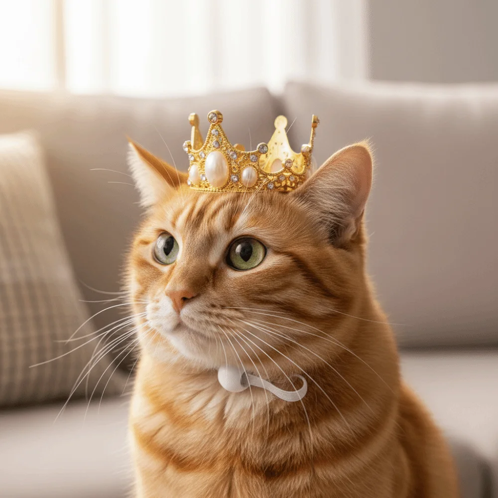 Фото Регулируемая корона для кошек из сплава, блестящая, элегантная, для косплея, праздничных украшений и фотосессий №5