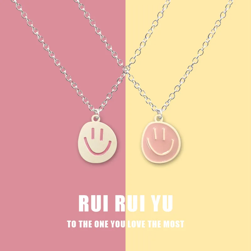 

Color Smiley Face Necklaces for Women Couple Cartoon Cute Pendant Chains Necklace Aesthetic Jewelry Trend 2022 bisuteria mujer