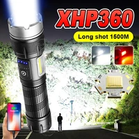 newly xhp360 led flashlight with cob high power flash light usb rechargeable torch 5 lighting modes zoom lamp long shot 1500m