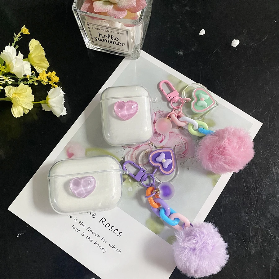 

Luxury love Hairball case For Lenovo LP40 / LP40 PRO case fashion Silicone clear Earphone cover Fundas