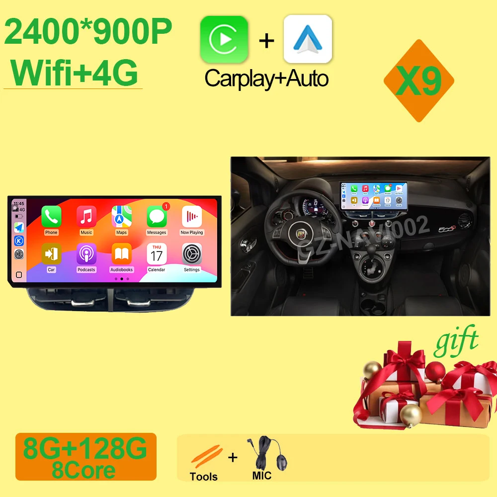 

Автомагнитола Android 15 для Fiat 500 2007-2024 с GPS-навигацией, мультимедийный плеер, автостереосистема, Wi-Fi+4G SIM, Bluetooth, беспроводной CarPlay, видео