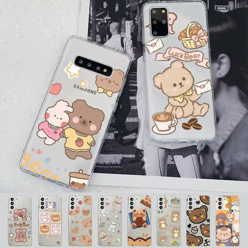 

Chocolate Cute Smile Bear Phone Case for Samsung A51 A52 A71 A12 for Redmi 7 9 9A for Huawei Honor8X 10i Clear Case