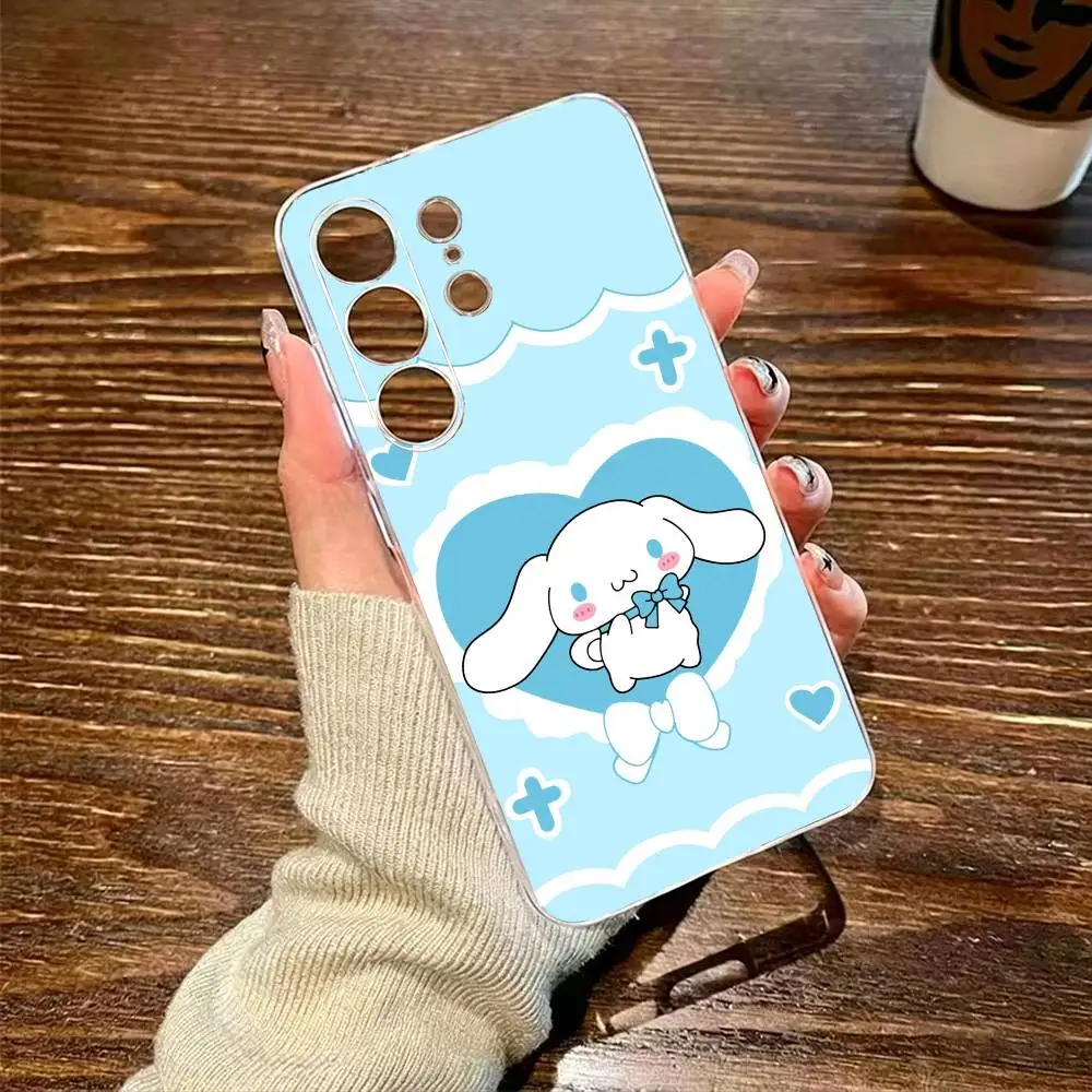 Фото Прозрачный жесткий чехол для телефона с милым мультяшным рисунком Y-Cinnamoroll-s для Samsung S26,25,24,23,22,30,21,10,9,Ultra,Plus,Lite, прозрачный чехол SS №4