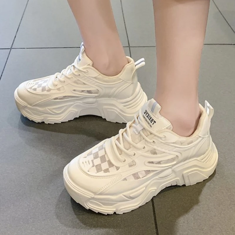 

Кроссовки женские на толстой подошве, Вулканизированная подошва, Повседневная сетчатая обувь, круглый носок, разные цвета, лето 2022