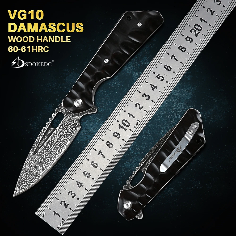 

SDOKEDC Knives VG10 Damascus Utility Pocket Folding Knife Tactical Military Jackknife for Edc Survival Hunting Self-defense