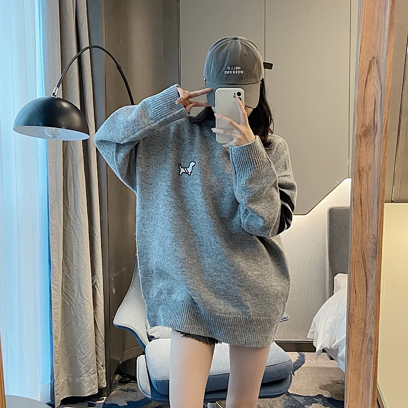 

Мужской и женский свитер с круглым вырезом TB, свободный тонкий свитер средней длины с длинными рукавами в студенческом стиле, четыре бара