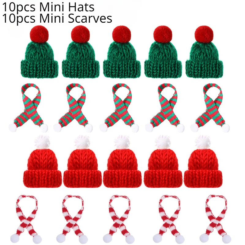 Набор мини-шапок Санта Клауса и шарфов
