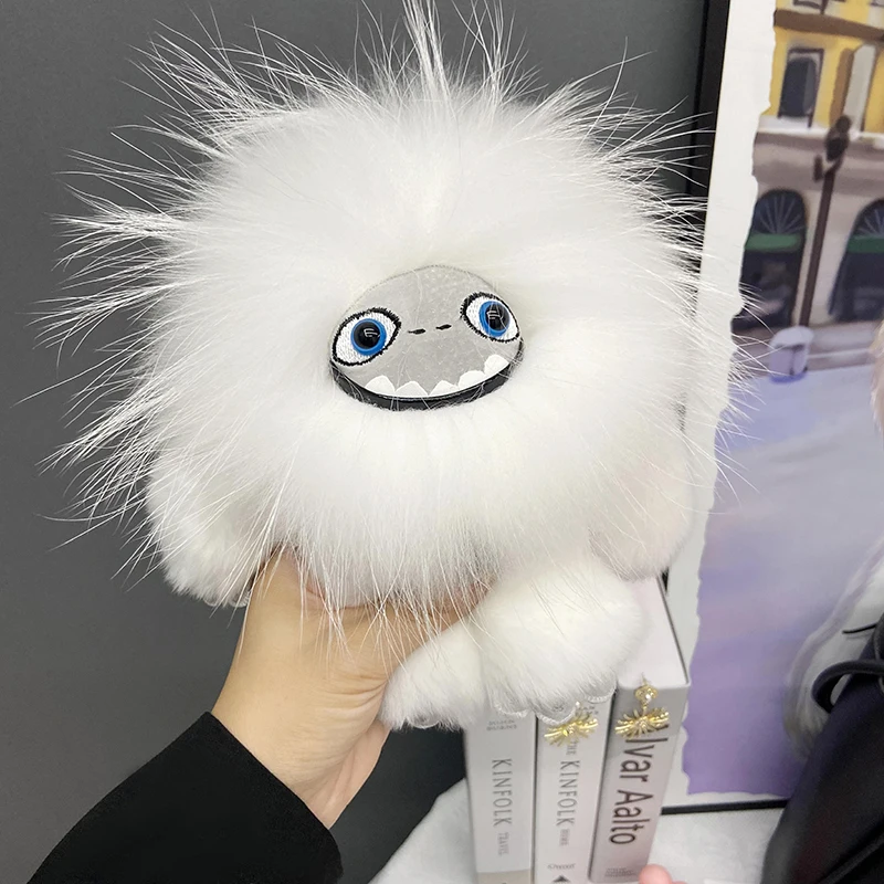 

Модный брелок Снежный монстр, 100% натуральный мех енота, мех кролика Рекс, помпон, брелок, автомобильные аксессуары, подвеска для телефона, подарки