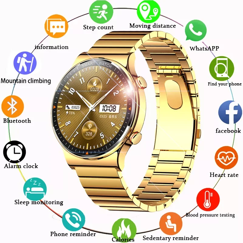 

2022 New Smart Watch Men Bluetooth Call Watch For Men Sports Waterproof Wristwatch Gold Clock Smartwatch For Android iOS Gift