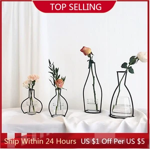 Ретро железная линия, настольные вазы для цветов, скандинавские украшения, домашний металлический держатель для растений, ваза для цветов в скандинавском стиле, домашний декор, 8 форм