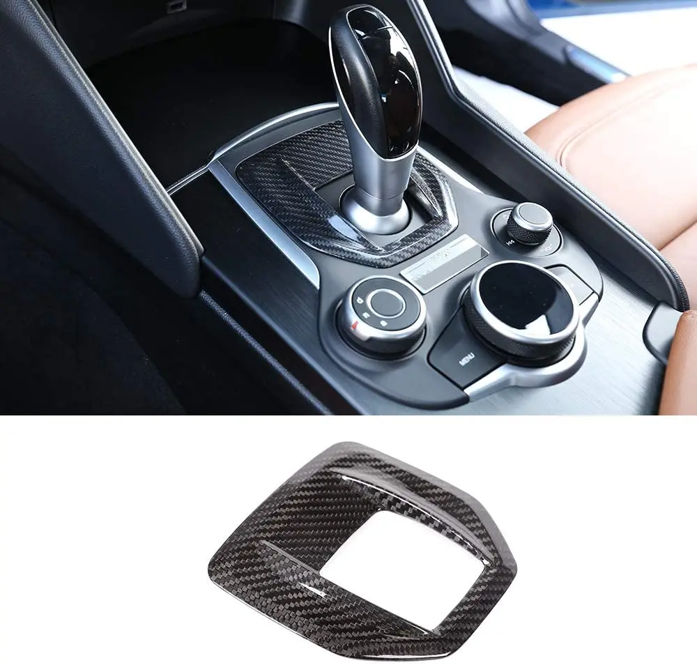 

Real Carbon Fiber for Alfa Romeo Giulia Car Center Console Gear Shift Panel Frame Cover Trim Sticker 2017 2018 2019