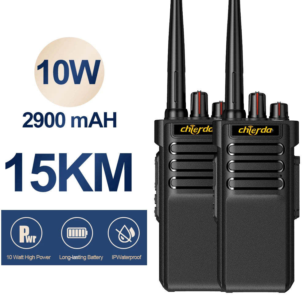 High power 10W Walkie Talkie IP67 Waterproof Chierda CD-A8 long range Portable radios Two-way radio VHF UHF for Hotel Factory enlarge