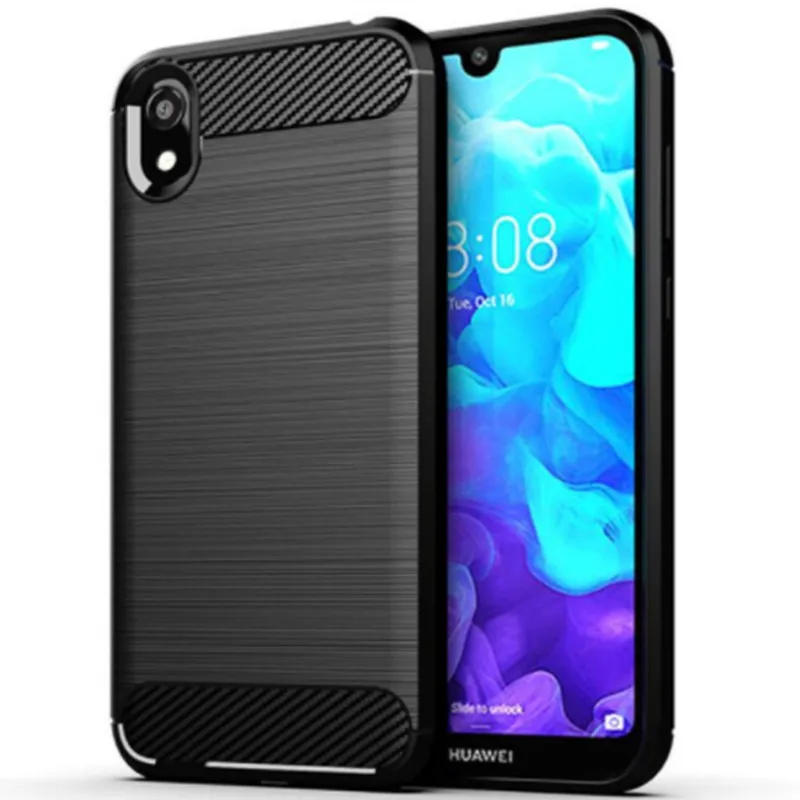 

Slim Carbon Fiber Case for Huawei Y5 2019 Shockproof Armor Brushed Phone Cover For Honor Play 3e Soft Silicone TPU Cases