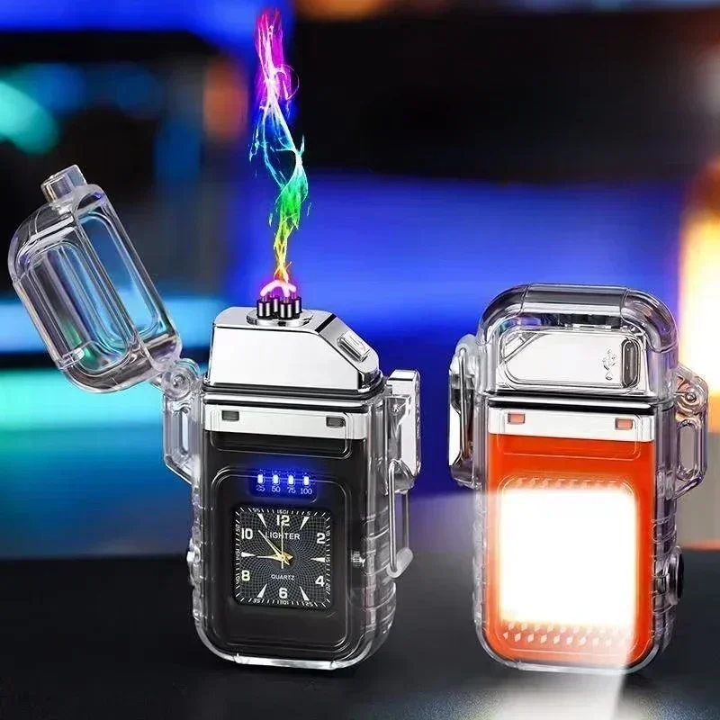 Фото USB плазменная зарядка, зажигалка для часов, уличная ветрозащитная портативная водонепроницаемая зажигалка, мужские часы, подарочные аксессуары для сигарет №4