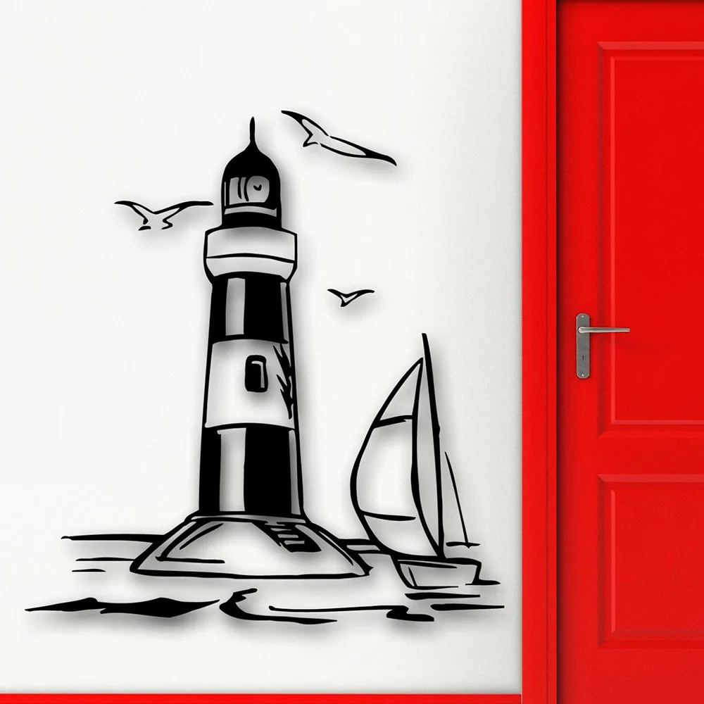 

Виниловая наклейка на стену с изображением маяков, Морского Пейзажа, Морского Пейзажа, съемные домашние украшения для детской комнаты P969