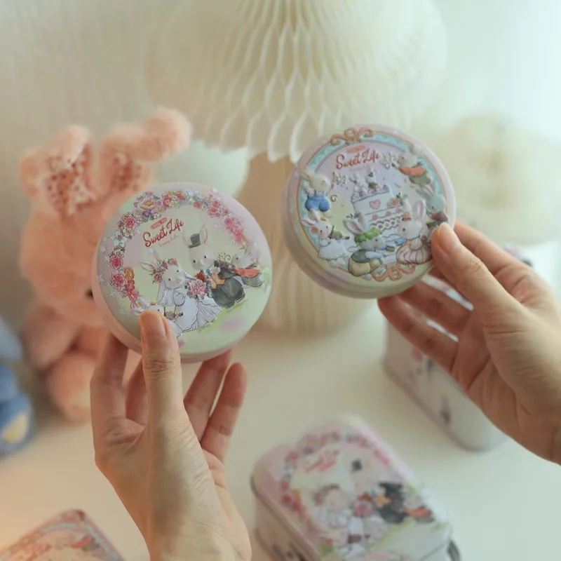 Жестяная коробка в виде кролика круглый контейнер для хранения закусок