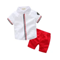 2022 summer clothing kids striped short sleeve t shirt shorts 2 pcs suit gentleman baby boys clothes for children 2 3 4 5 6 year