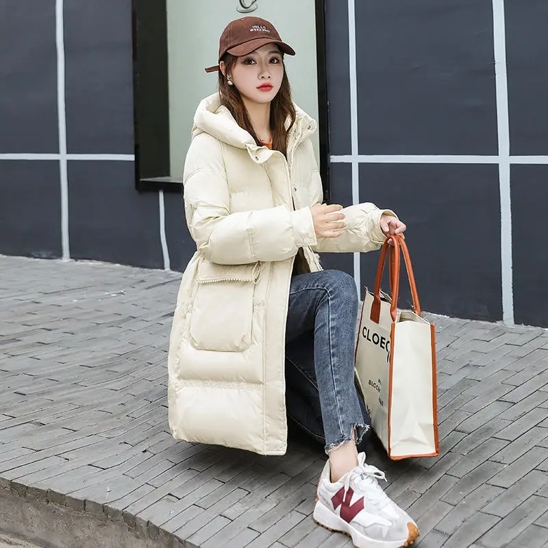 

Women's Winter Down Jacket Coats Women Long Casual Warm Puffer Jacket Padded Hooded Down Parka Female Outerwear Clothing T164