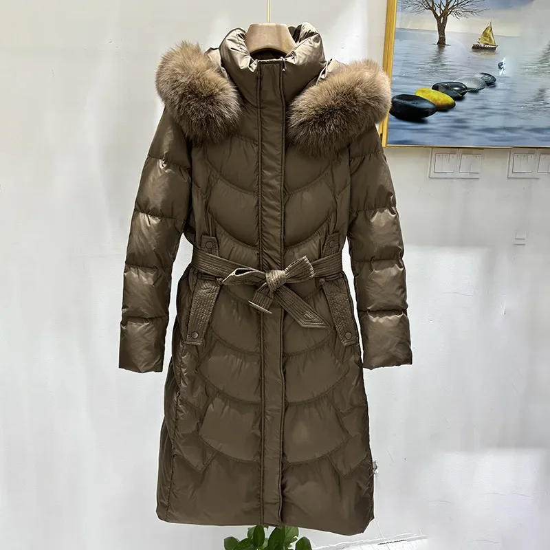 Зимнее женское пуховое пальто с капюшоном