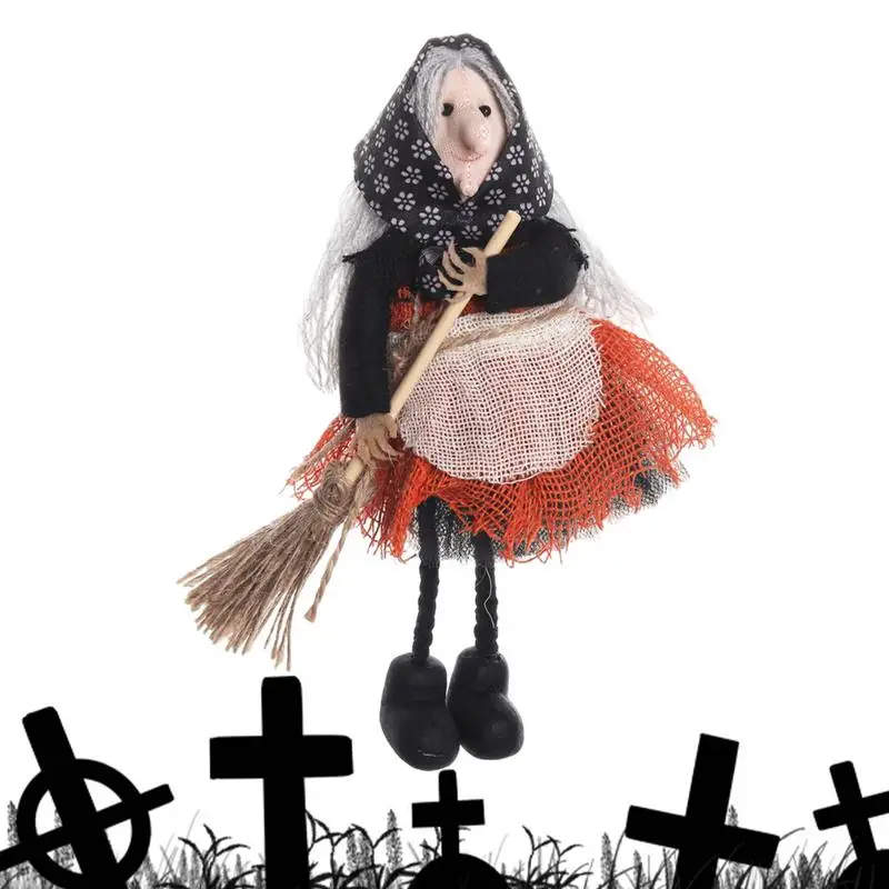 Ведьма Хэллоуин Дерево Орнамент Настенный Декор Подвеска Фартук с метлой