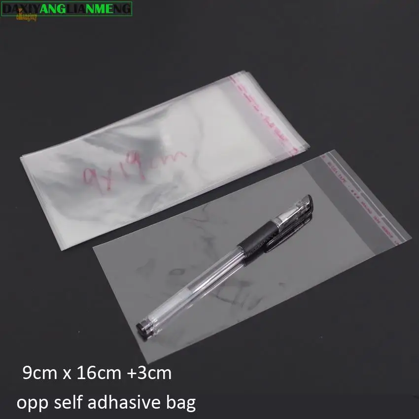 

300pcs Clear Resealable BOPP/P/Cellophane Bag 9x19cm(16+3) Transparent OPP Self Adhesive Plastic Packaging Cosmetic Packing Bags
