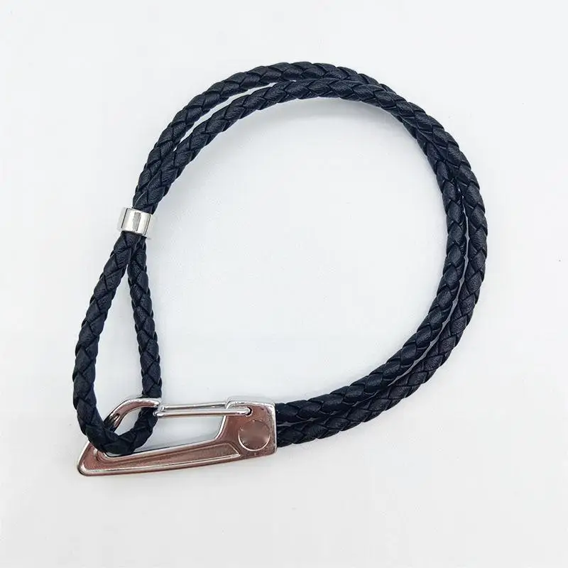 JW73 MB  Leather Bracelet Lobster Clasp With Six Star Couple Rope For Men