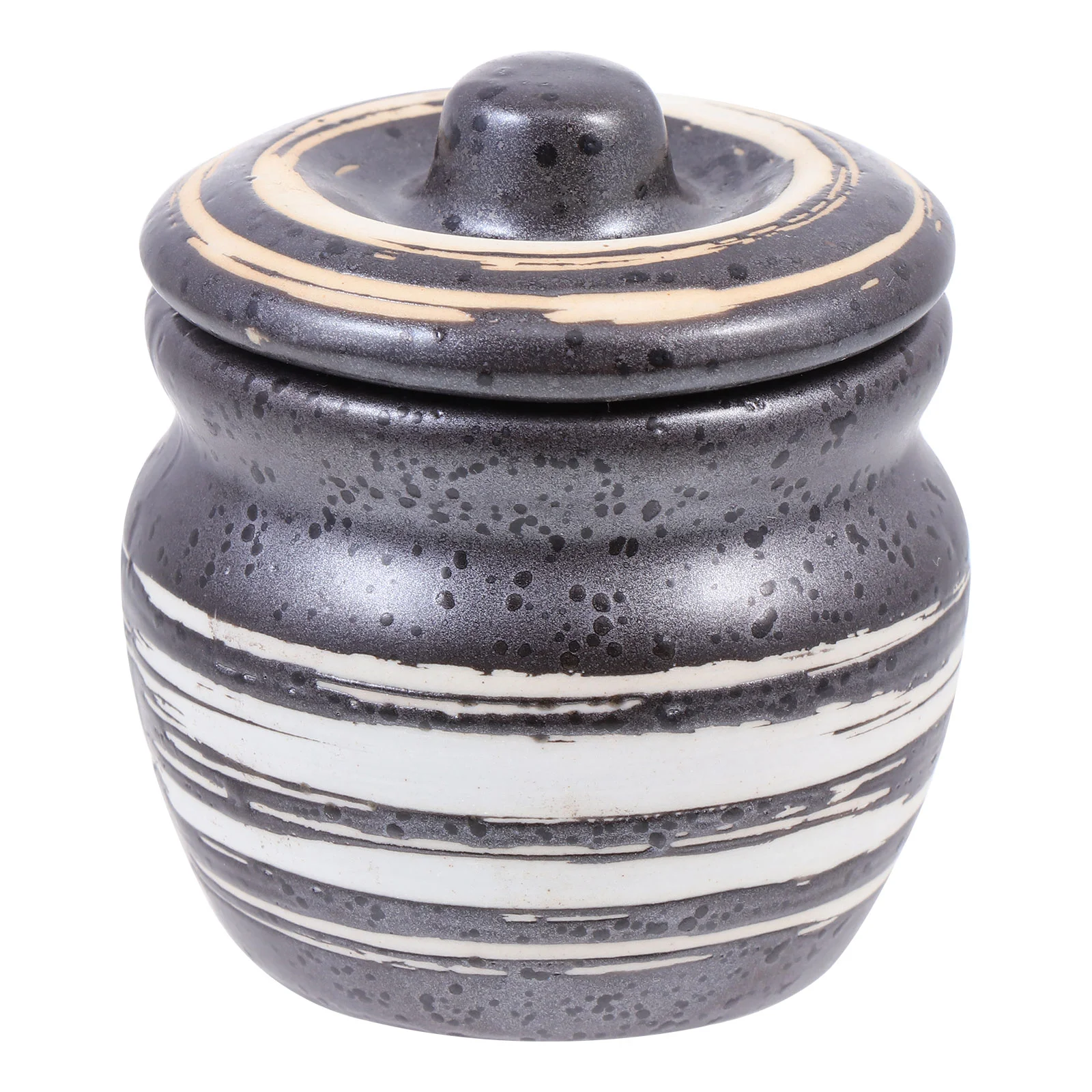 1pc Sushi Candy Pot Ceramic Mustard Pot Seasoning Pot Seasoning Holder (Black)